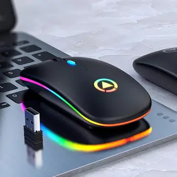 

Wireless Mouse Silent LED Backlit Mice Rechargeable Gaming Mouse USB Optical Ergonomic PC Computer Mouse 2.4GHz