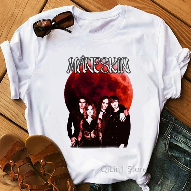 MåNeskin Women'S T-Shirts Maneskin Rock Band  Graphic Print Tshirt Femme Zitti E Buoni Damiano David T Shirt Female Streetwear J0070146