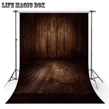 

LIFE MAGIC BOX Dark Brown Wooden Wall Photography Props Retro Pastel Green Background Backdrop Home Floor-569