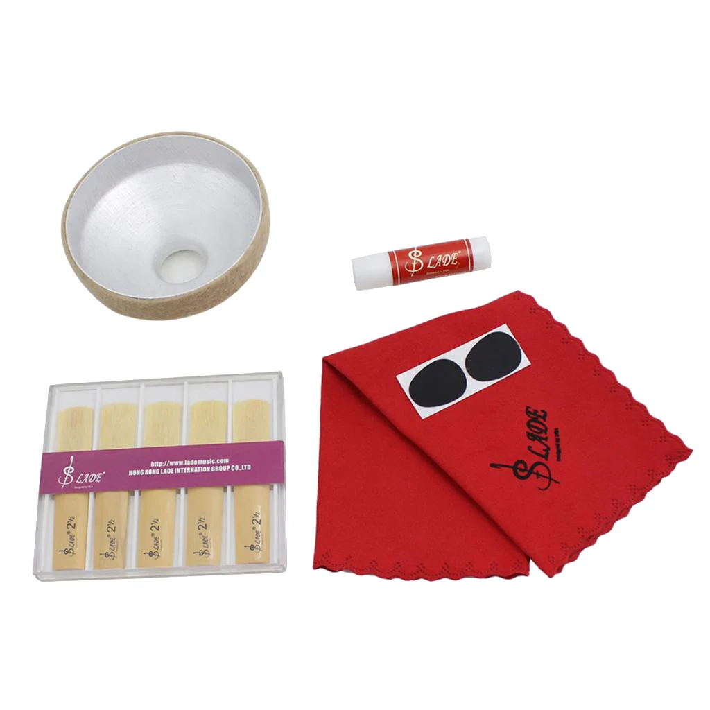 

5x Tenor Sax Saxophone Parts Kit Mute+Reeds+Cork Grease+Cleaning Cloth+Reeds