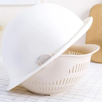

Double-Layer Rotatable Drain Basin and Basket - Multi-Function Kitchen Colander Mixing Filter and Bowl Set-ABUX