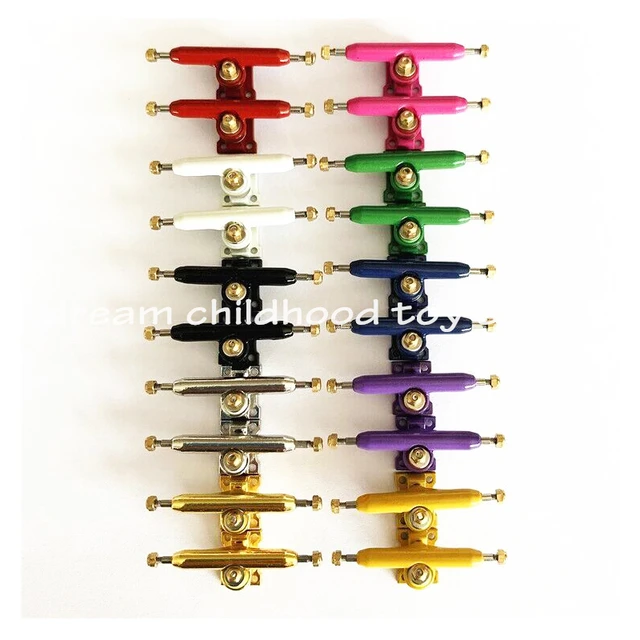 34mm Solid Fingerboard Trucks New Single Axle Green Tucks with Lock Nuts and Tool 2