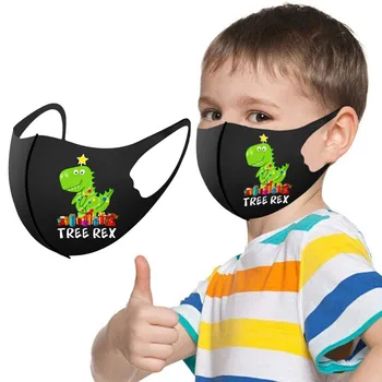 

1/5Pcs Face Masks Children Kids Boys Girls Washable Adjustable Cartoon Christmas dinosaur Lovely Mask Face sheild Cover Mascarar