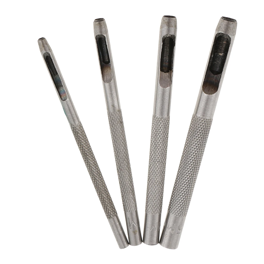 4Pcs Punch Leather Tool Puncher Hole Craft Set Hollow Puncher Belt Stitching Punches 2mm 3mm 4mm 5mm