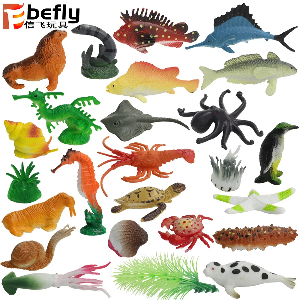 

24-Model Marine Organism Toy Model Animal Set Model Penguin Whale Shark Seal Walrus