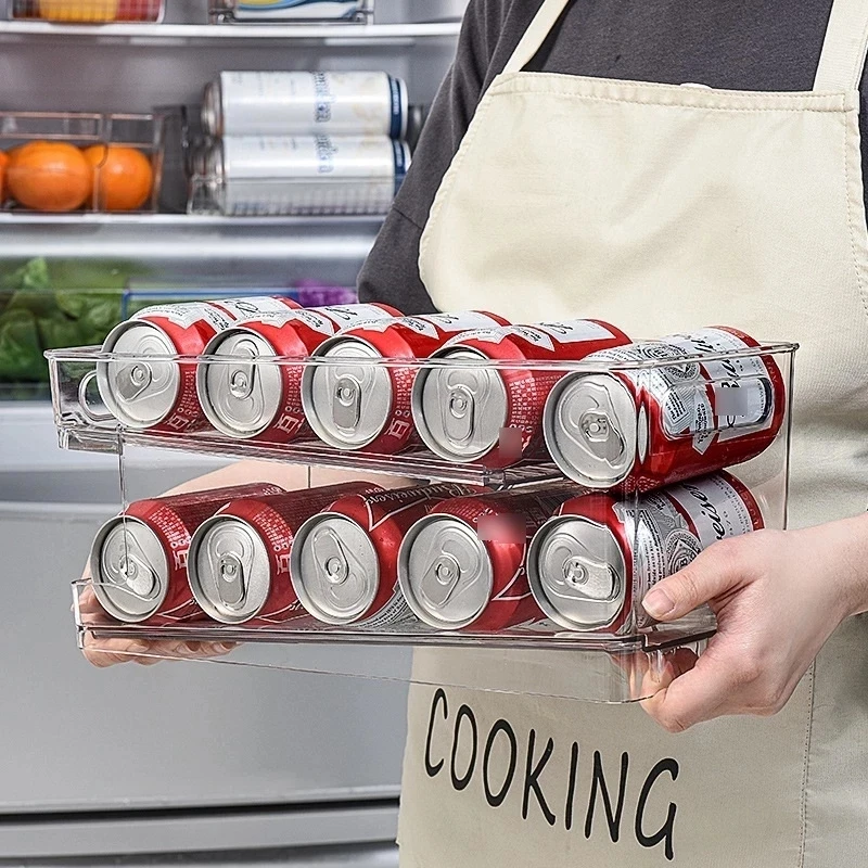 Soda Can Storage Box Kitchen Fridge Drink Bottle Holder Refrigerator Organizer 