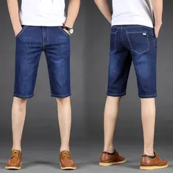 BAXULONG мужские шорты Джинсы Летние повседневные узкие Стрейчевые синие джинсовые шорты 2019 модная качественная брендовая мужская одежда до