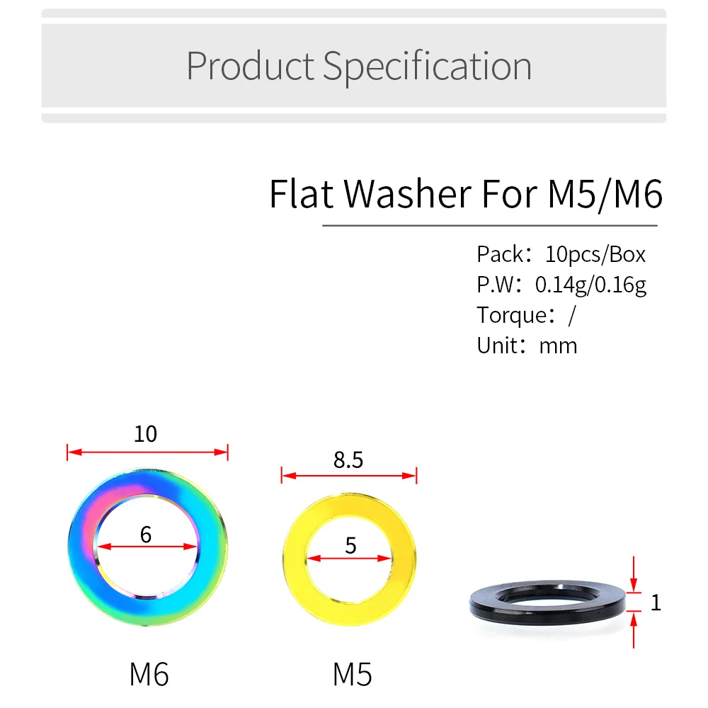 RISK 10 шт./кор. дорога горный велосипед из титанового сплава велосипед плоская шайба для M5/M6 болтов винтов гаек разделительное кольцо прокладка Настройка