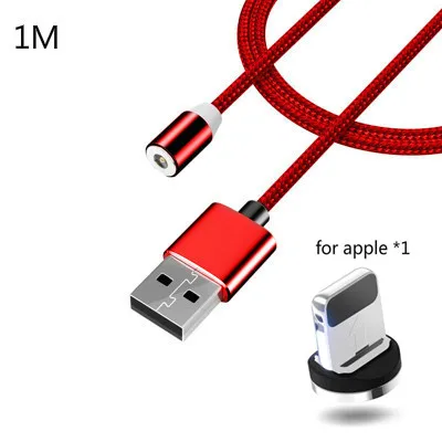 Магнитный Micro USB кабель для iPhone samsung Быстрая зарядка данных провод шнур магнитное зарядное устройство usb type C 1m 2m кабель для мобильного телефона - Цвет: for apple red