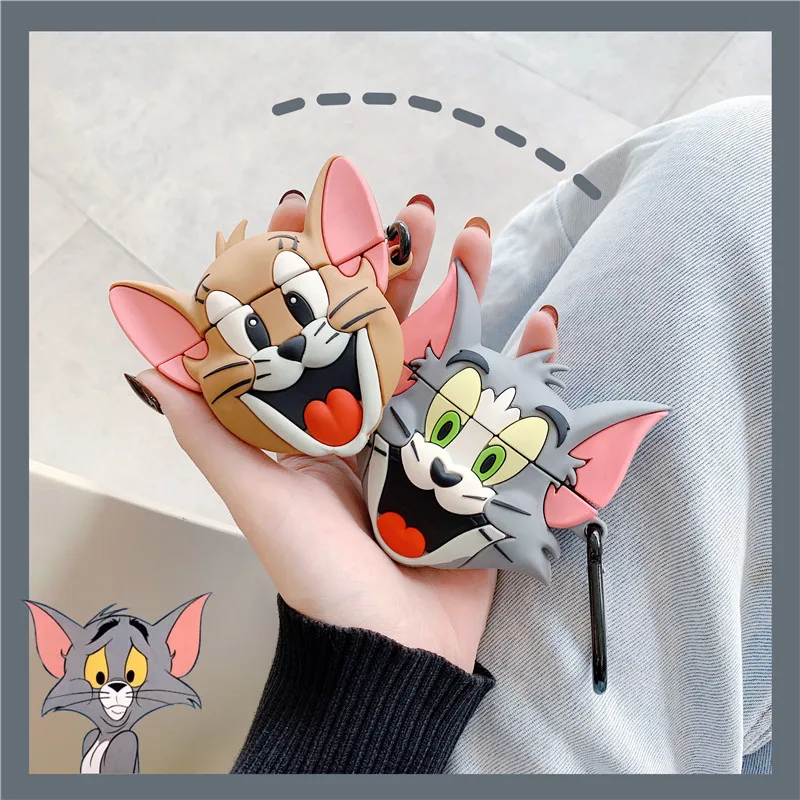 

3D Smile Cat Cute Cartoon Jerry Mouse Earphone Case For Airpods 1 2 Case Silicone Headphone Cover For Air Pods Cases Accessories