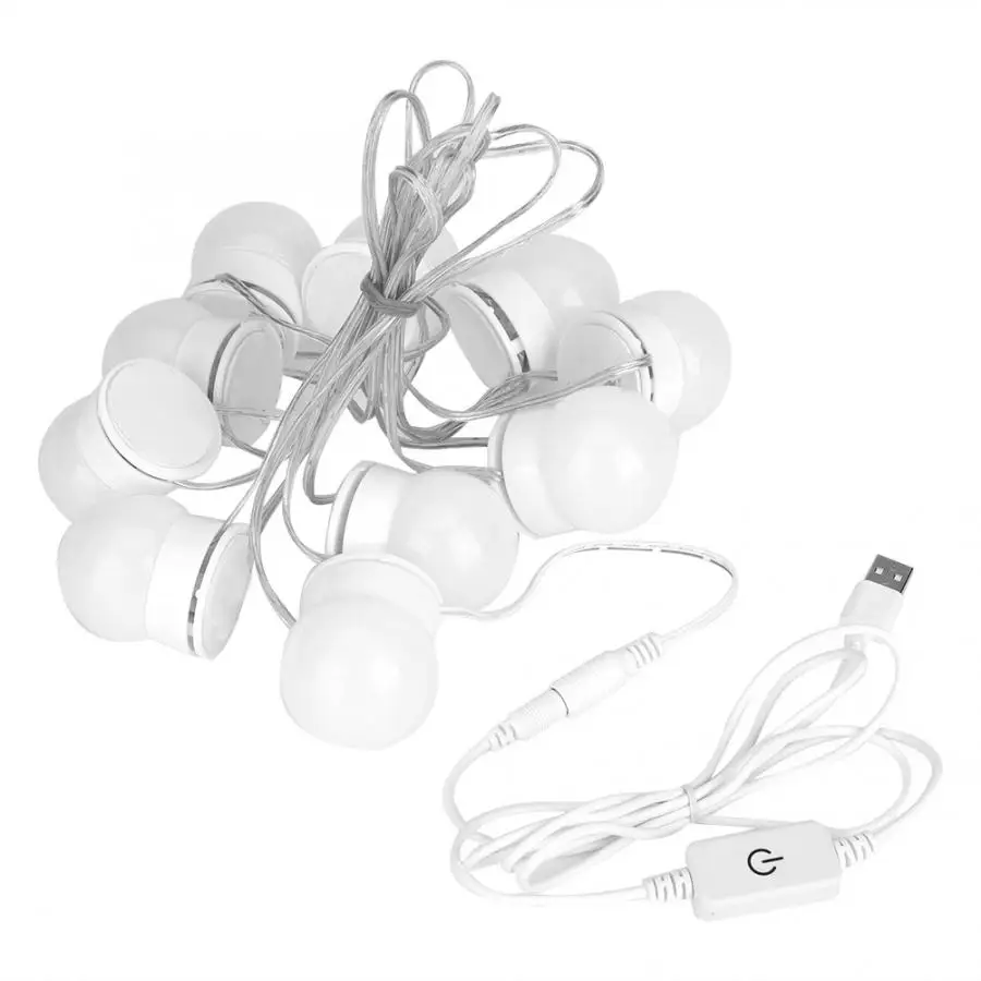 

10LEDs Hollywood Style Dimmable Table Bulbs Vanity Makeup Mirror Lights Strip USB Mirror Bulbs Light Strip