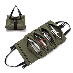 Sac à outils polyvalent à enrouler, pochette à outils, organisateur de clés, petit sac à outils à bandoulière, sac à outils suspendu à fermeture éclair, fourre tout 