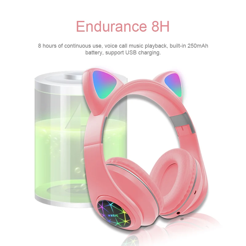 Cat Ear bluetooth headphones with microphone wireless headset music for Iphone Samsung Xiaomi mp3 sports draadloze oordopjes