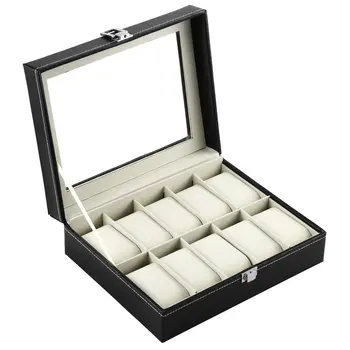 

Professional 10 Grid Watch Box Luxury PU Leather Wristwatch Box Display Jewelry Storage Organizer Case Caixa Para Relogio