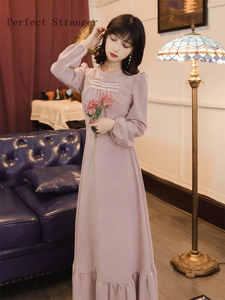 2020 Autumn Winter New Arrival Hot Sale O Collar Long Sleeve Women Long Dress