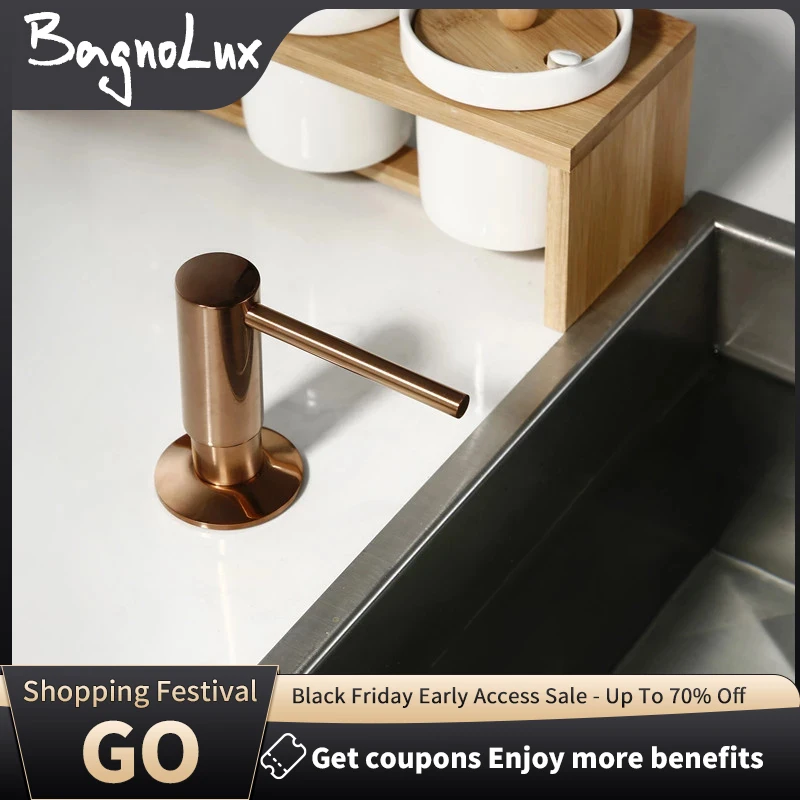 Built In Solid Brass  Soap Dispenser  Design Easy Installation - Well Built Brushed Rose Gold