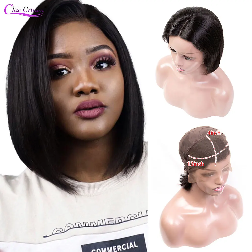 

13x4 Lace Short Bob Wigs Peruvian 100% Remy Hair Can Be Dyed Lace Front Human Hair Wigs Pre Plucked Hairline With Baby Hair