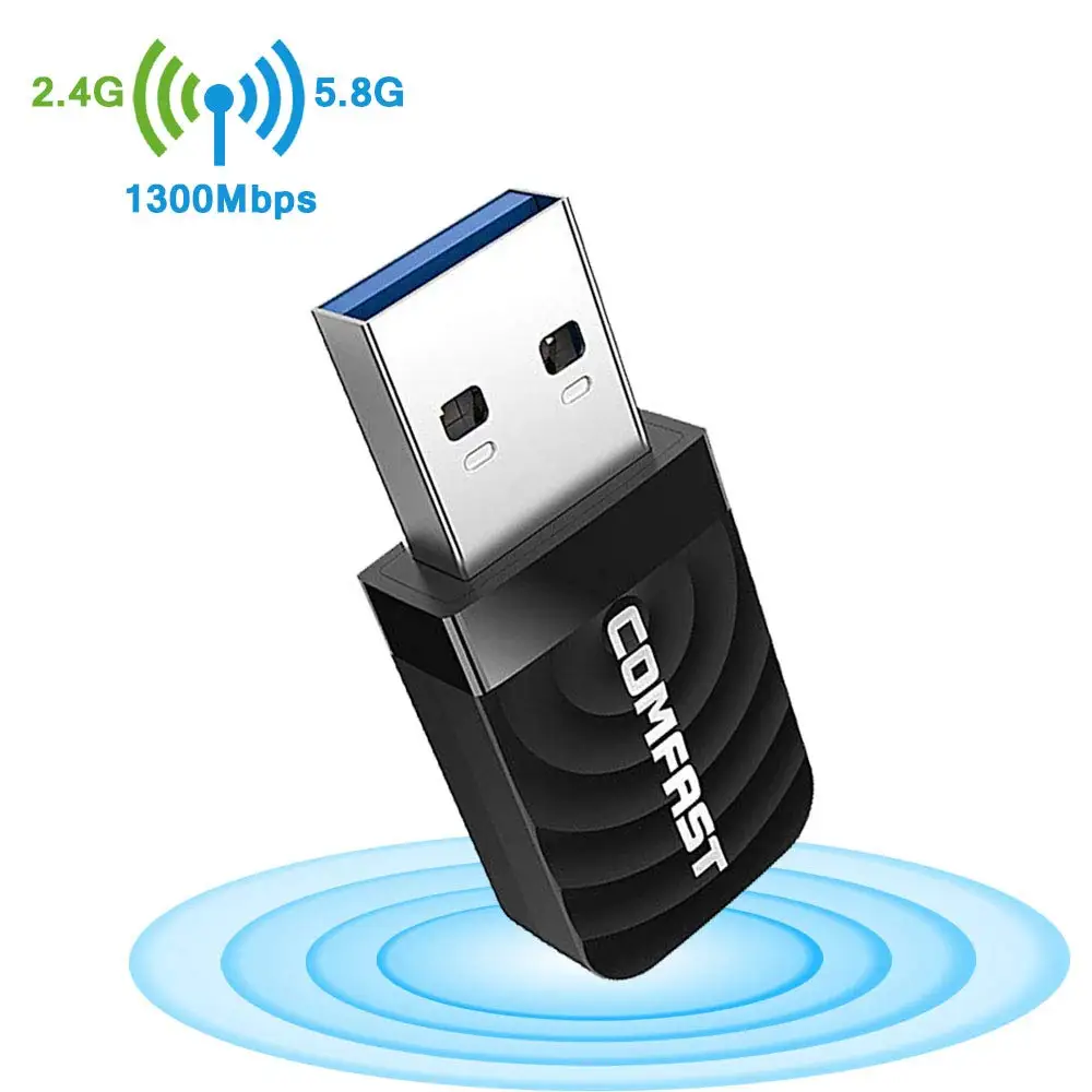 

USB Wireless Network Adapter AC1300Mbps Dual-Band Wireless Network Card 2.4G / 5.8G Upgrade for Desktop or Laptop WiFi Dongle