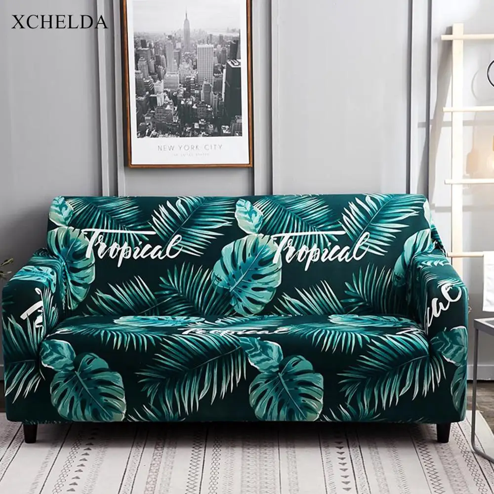 

Leaves Armchair Slipcover Stretch Couch Case Scandinavian Elastic Armrest L Corner Sectional Sofa Cover For 1 2 3 4 Seater