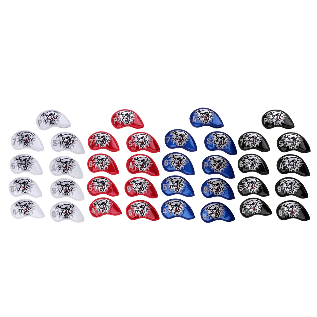 

9 Pieces Universal Skull Golf Iron Head Cover Club Putter Headcover & Loop Tape Closure