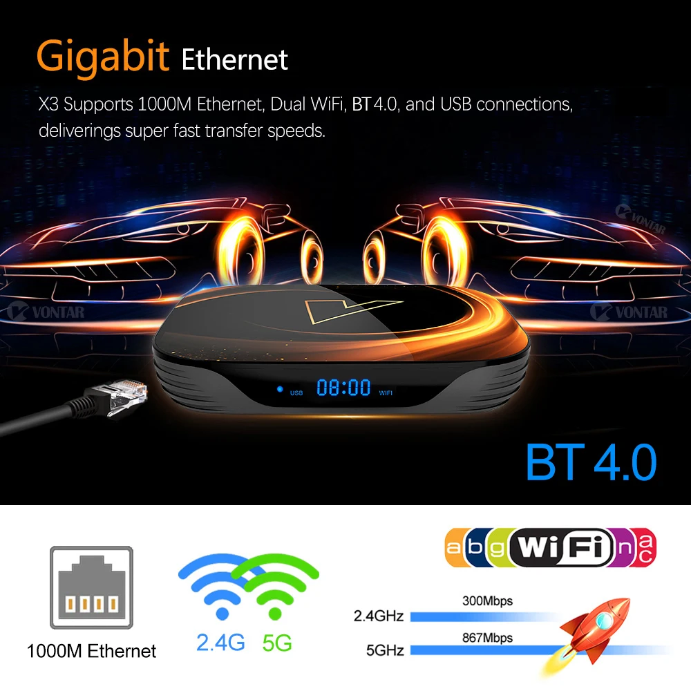 Caixa de tv Amlogic Wifi Duplo 9.0 p 4k Youtube Tvbox Conjunto Caixa Superior 64gb 32gb Media Player Vontar x3 4gb 1080 gb 8k Android 128 S905x3 - Image 3