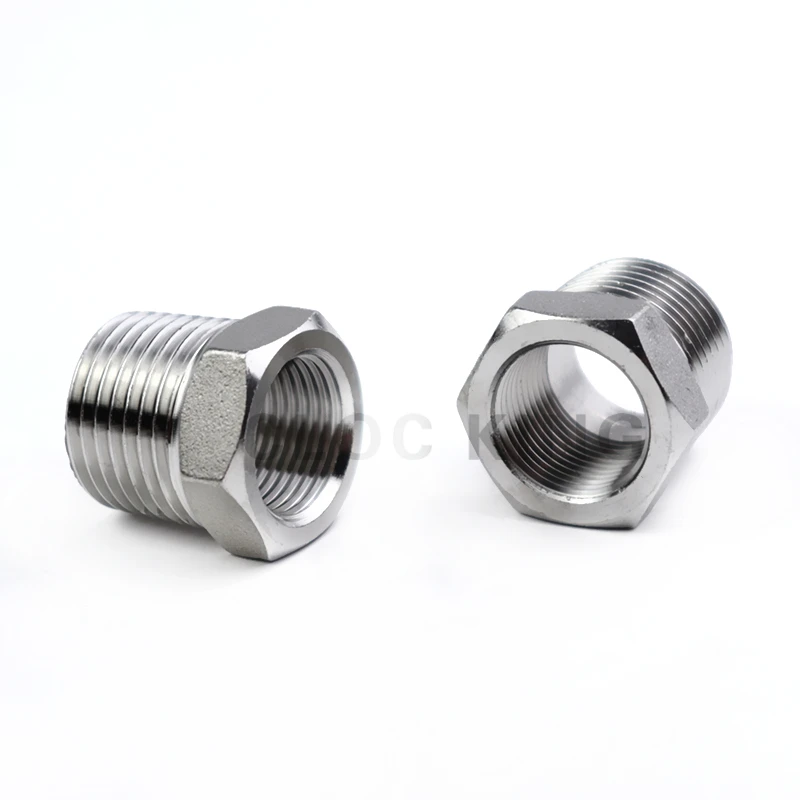 Pipe Fitting BSP 1/8 1/4 3/8 1/2 1 SS304 stainless steel Pipe Reducer Fittings Hex Reducing Bushing Male To Female Thread