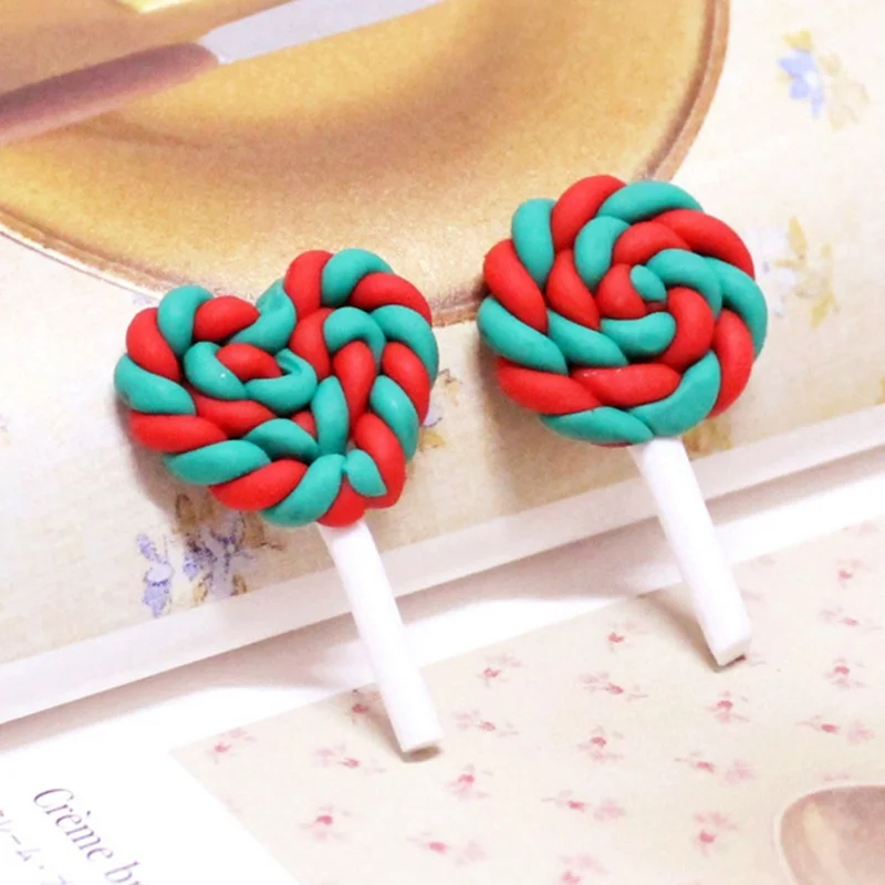 

10PCS/Set Cute Lollipops Popular Pottery Rainbow Color Lollipop DIY Hair Accessories For Children Home Decoration Accessories