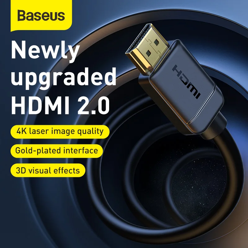 

Baseus HDMI To HDMI Adapter Cable HDMI 2.0 Display Signal 18 Gbps Transmission 60HZ Audio and Video Cable 2m/3m/5m/8m/10m/15m