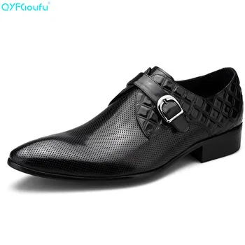 

QYFCIOUFU Italian Oxford Shoes For Men Shoes Genuine Leather Formal Wedding Pointed Toe Dress Shoes Monk Strap Shoes