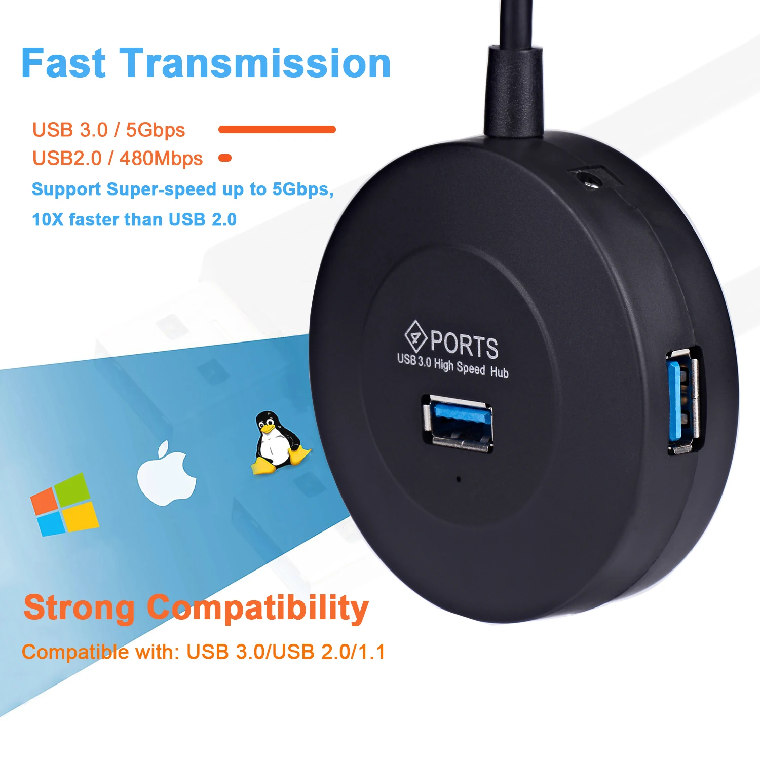 Usb-концентратор 3,0 мульти USB-C 3,0 концентратор разветвитель 3,0/2,0 4 порта кабель 30 см/60 см микро несколько USB порт расширитель для ПК компьютера