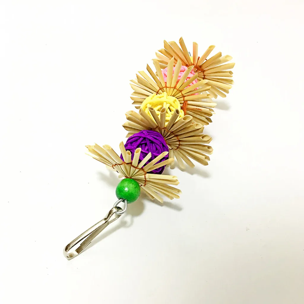 Комнатная птица, игрушка подвесное здание натуральная солома цветок 2 цвета игрушка подвеска в виде птичьей клетки жевательная игрушка