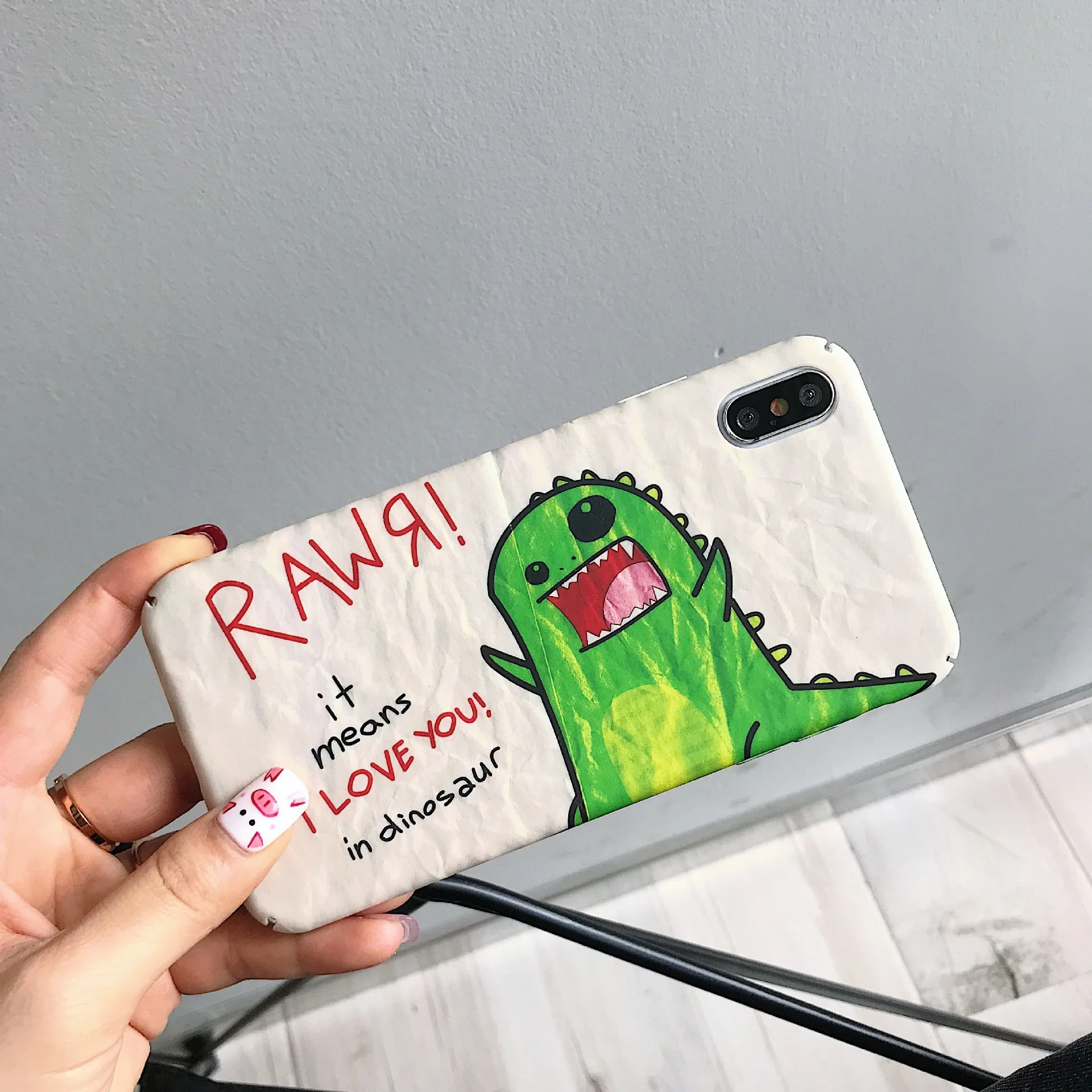 Origional Cartoon Dinosaur Applicable iPhone Xs max xr Phone Case iPhone 8/7/6 SPlus Women's Hard Case