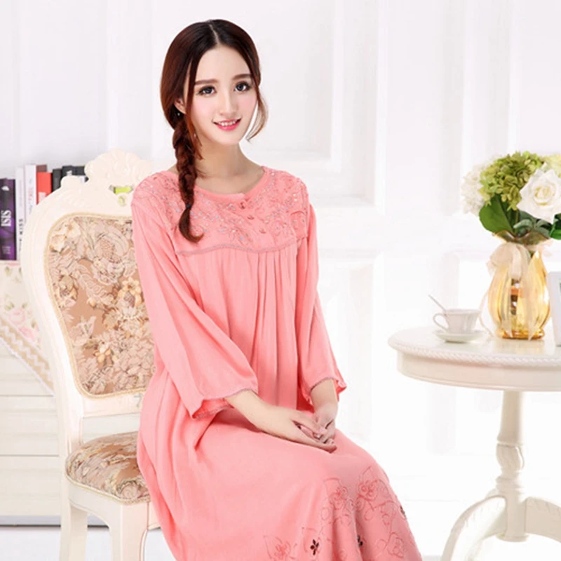 HighQualitySleepwearladiescottonembroiderylooseNightwearsexy