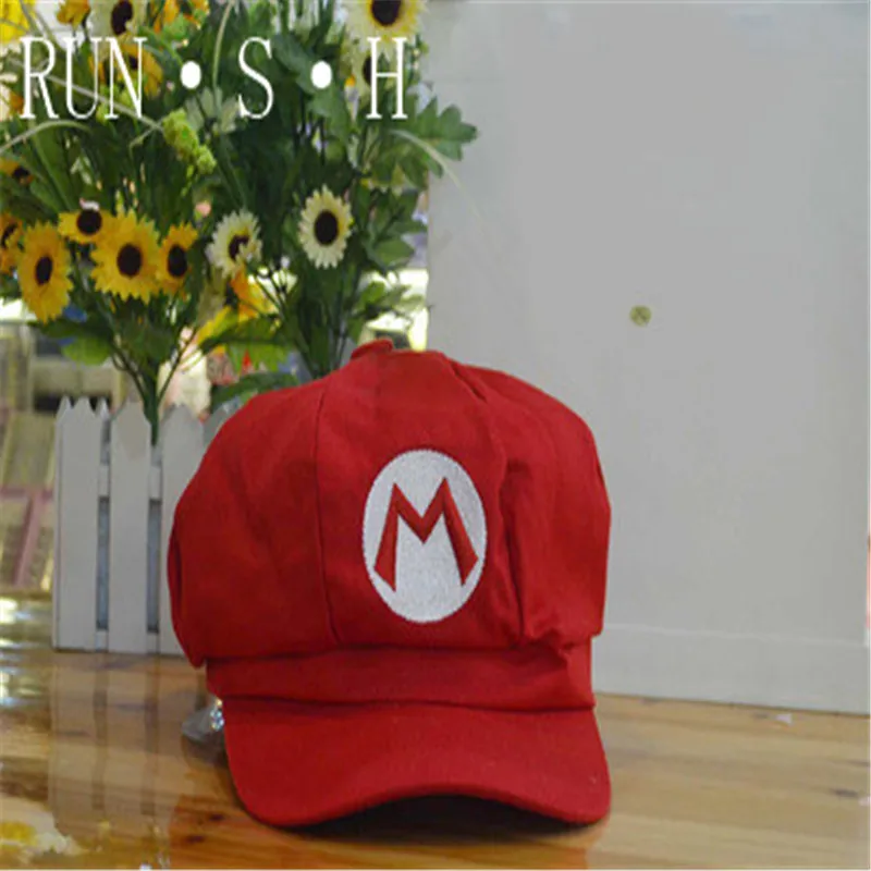 Хлопковая шляпа от солнца с вышитыми буквами, Супер Марио для косплея, шапка художника, Рождественский костюм, восьмиугольная шляпа с героями мультфильмов Марио-5 цветов