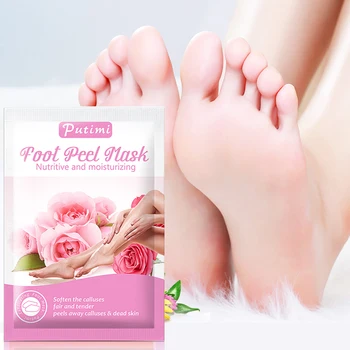 

PUTIMI Rose Foot Mask Exfoliating Feet Peeling Mask Pedicure Socks Smooth Whitening Moisturizing Foot Peel Mask Foot Patches