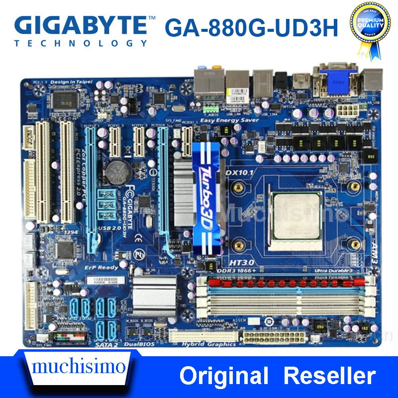 Разъем AM3 DDR3 Gigabyte GA-880G-UD3H оригинальная настольная материнская плата AM3 DDR3 16GB ATX GA-880G-UD3H материнская плата SATAII USB2.0