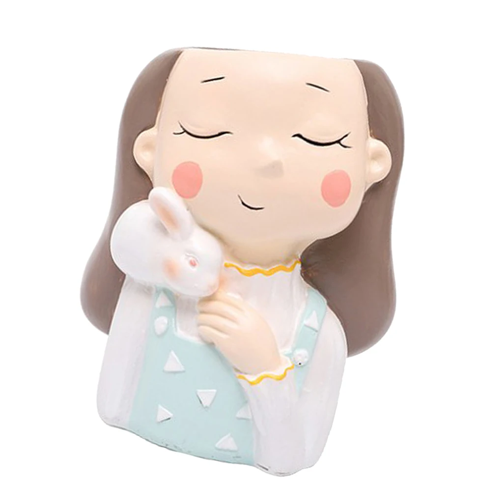 Girl Figure Flowerpot Planter Cactus Bonsai Pot Home Garden Decor Ornamental