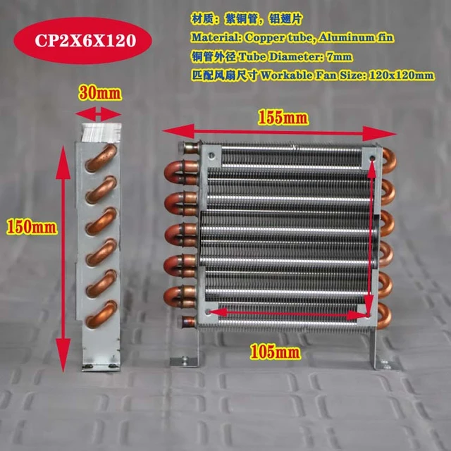 Purswave Cp2x6x120mini Condenser With12v24v220v Motor Fan120*120*25mm Fin Evaporator  Heat Exchanger For Refrigerator Watercoole - Air-conditioning Installation  - AliExpress