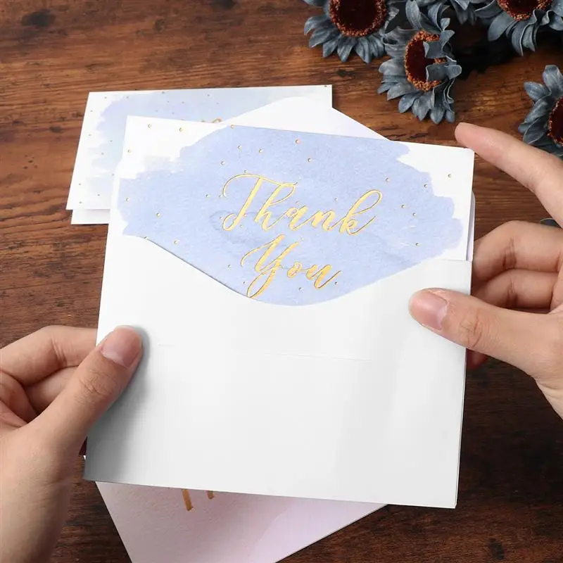  48PCS Birthday Thank You Greeting Cards with 48PCS Envelopes Bronzing Greeting Card Invitation Card - 4000465339396