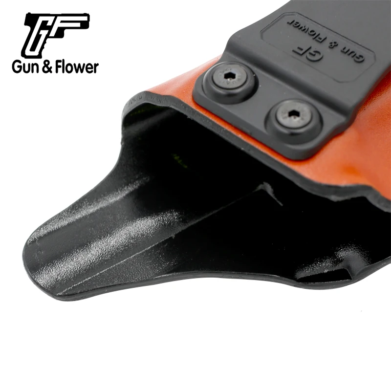 Gunflower Inside the Waistband Kydex Gun Pouch with Leather Outside Kydex Holster with Belt Clip for Glock 26/27/33