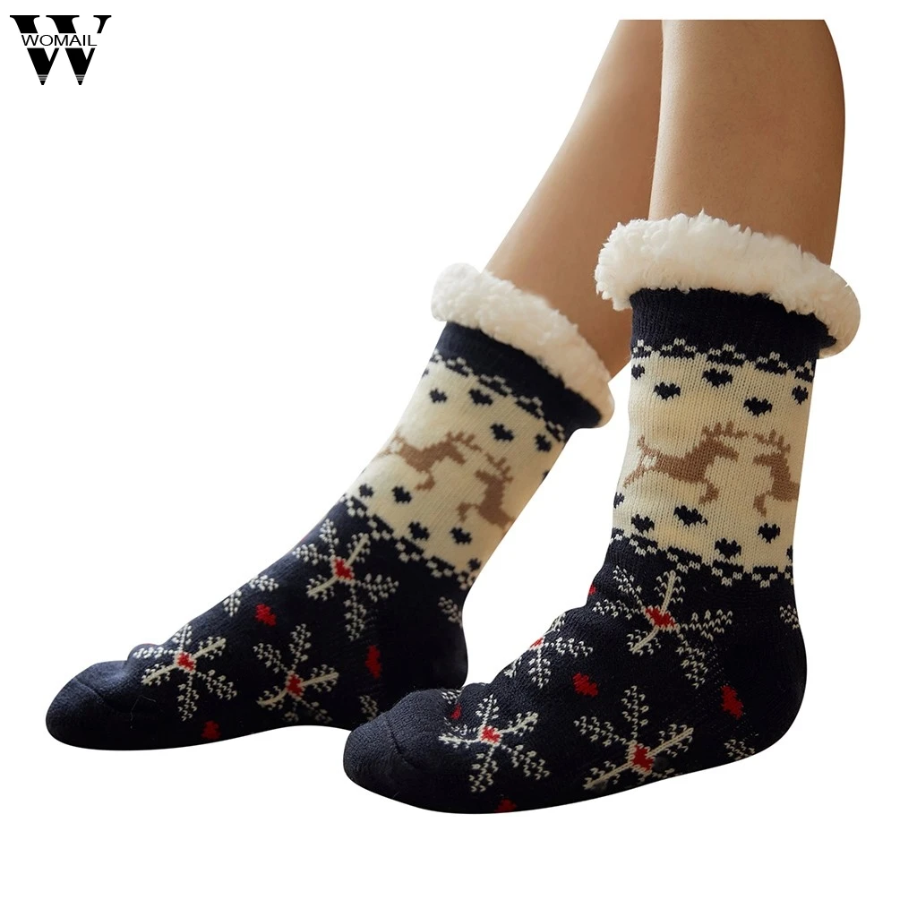 Женские носки Харадзюку хлопок Принт толстые нескользящие носки meias забавные счастливые носки, подарок на Рождество модные носки для женщин