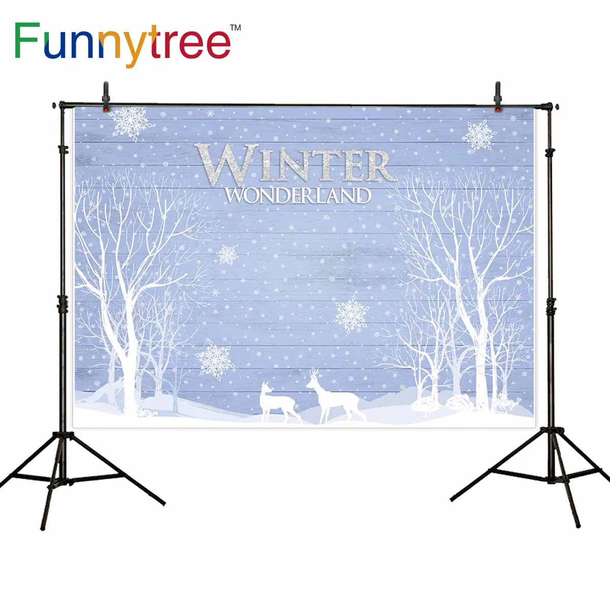 Фон Funnytree для фотосъемки с изображением рождественской елки оленя фиолетовая