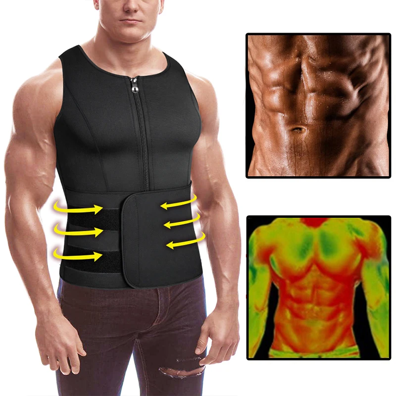 Men Body Shaper Waist Trainer Sauna Suit Sweat Vest Slimming