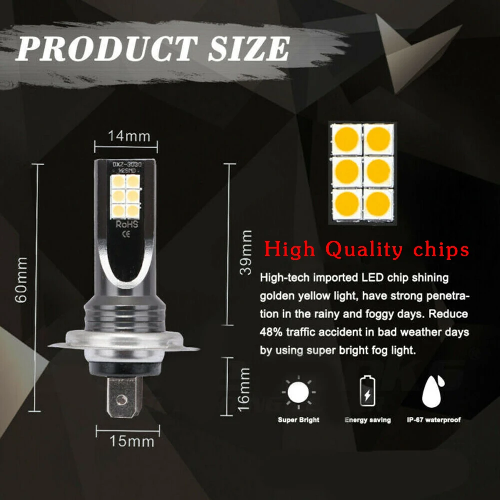 

Accessories LED headlights Waterproof High/Low Beam Replacement Parts 6000K