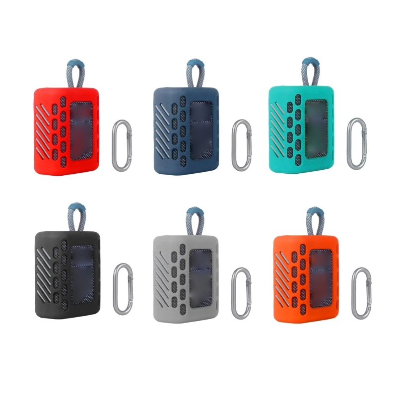Funda protectora de silicona a prueba de polvo, carcasa colorida con mosquetón para JBL GO 3 Go3, accesorios para Altavoz Bluetooth