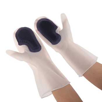 

A pair of kitchen Brush Glove Food Grade Dishwashing Cleaning Magic Rubber Glove Durable Dishwashing Gloves