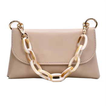 

Chain PU Leather Shoulder Messenger Bags for Women New Mini Ladies' Crossbody Bag Solid Color Female Summer Travel Flap Bag Sac
