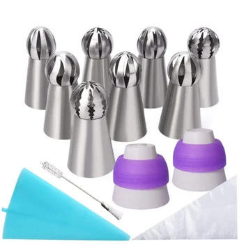 

Cupcake Decoration Tool Cake Nozzles Fondant Flower Stainless Steel Russian Ball Icing Piping Flower Mouth Set Torch Shape hot