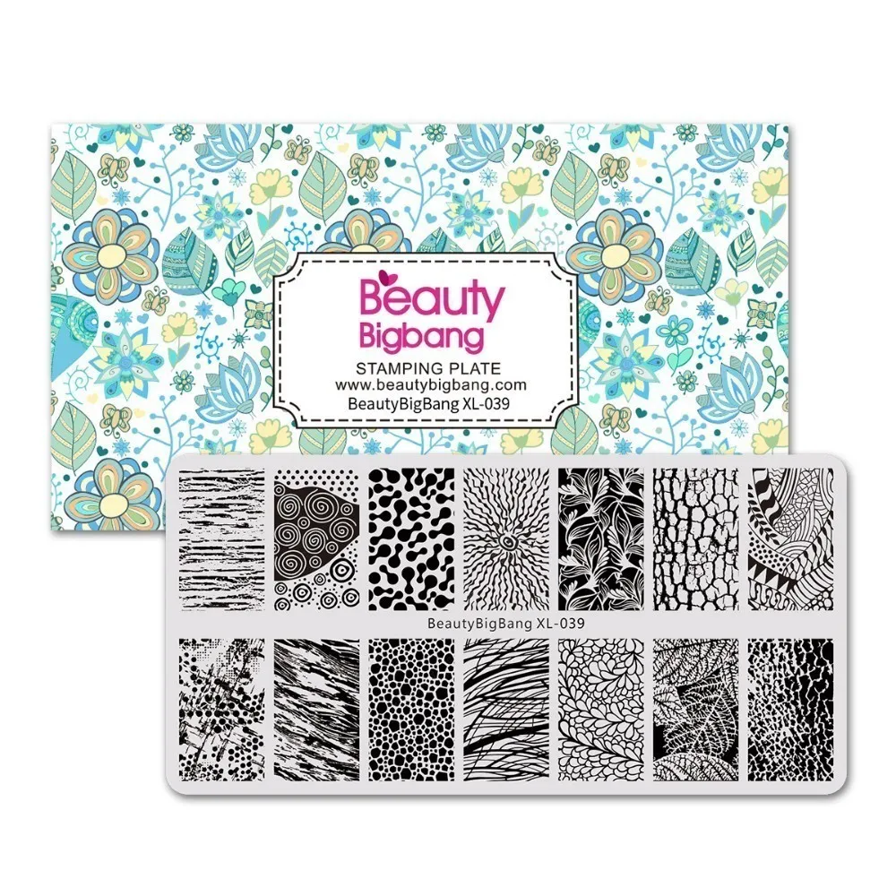 BeautyBigBang 5 шт./компл. пластины для стемпинга ногтей цветочную тему трафарет для нейл-арта, шаблон в виде геометрических фигур дерево ногтевой пластины для стемпинга