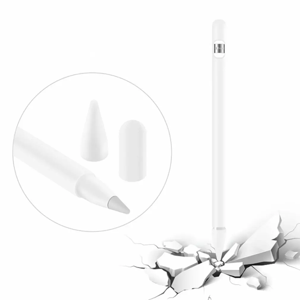 white Цветной мягкий силиконовый совместимый для Apple Pencil чехол совместимый для iPad Tablet стилус защитный чехол - Цвета: white